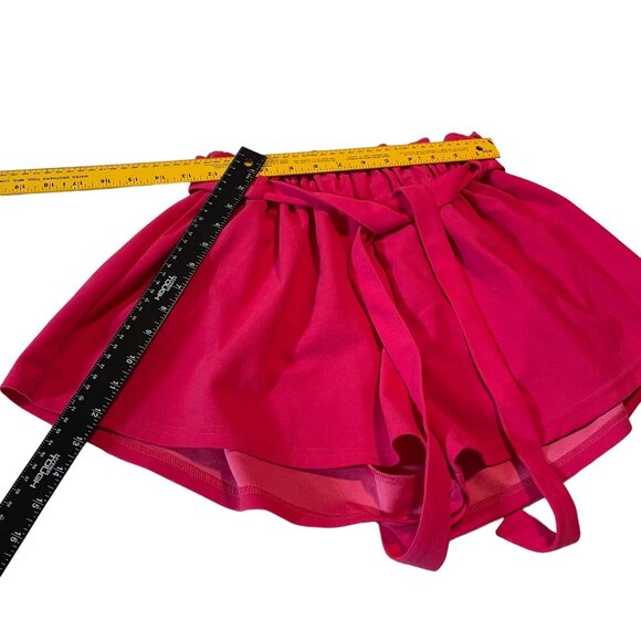 Women's High-Waisted Paper bag Shorts With Belt Bright Pink Large - Picture 7 of 9
